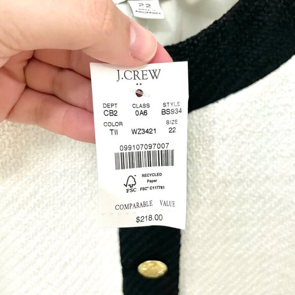 NWT J Crew Black and White Tweed Lady Jacket Blazer Size 22 - Picture 4 of 7